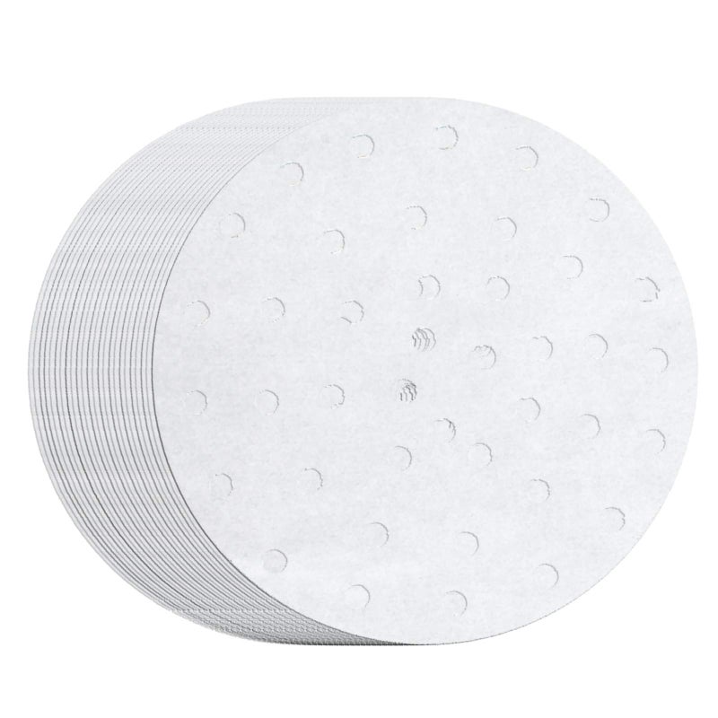 MineSign 100 Count Perforated Parchment Paper Bamboo Steamer Liners for 10 inch Air Fryer Parchment Paper - Image 1